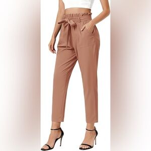 GRACE KARIN Women Work Pants, Paper Bag High Waist Bow Tie Dressy Trousers